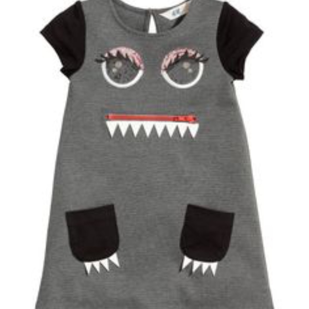 H and M dress with monster print.